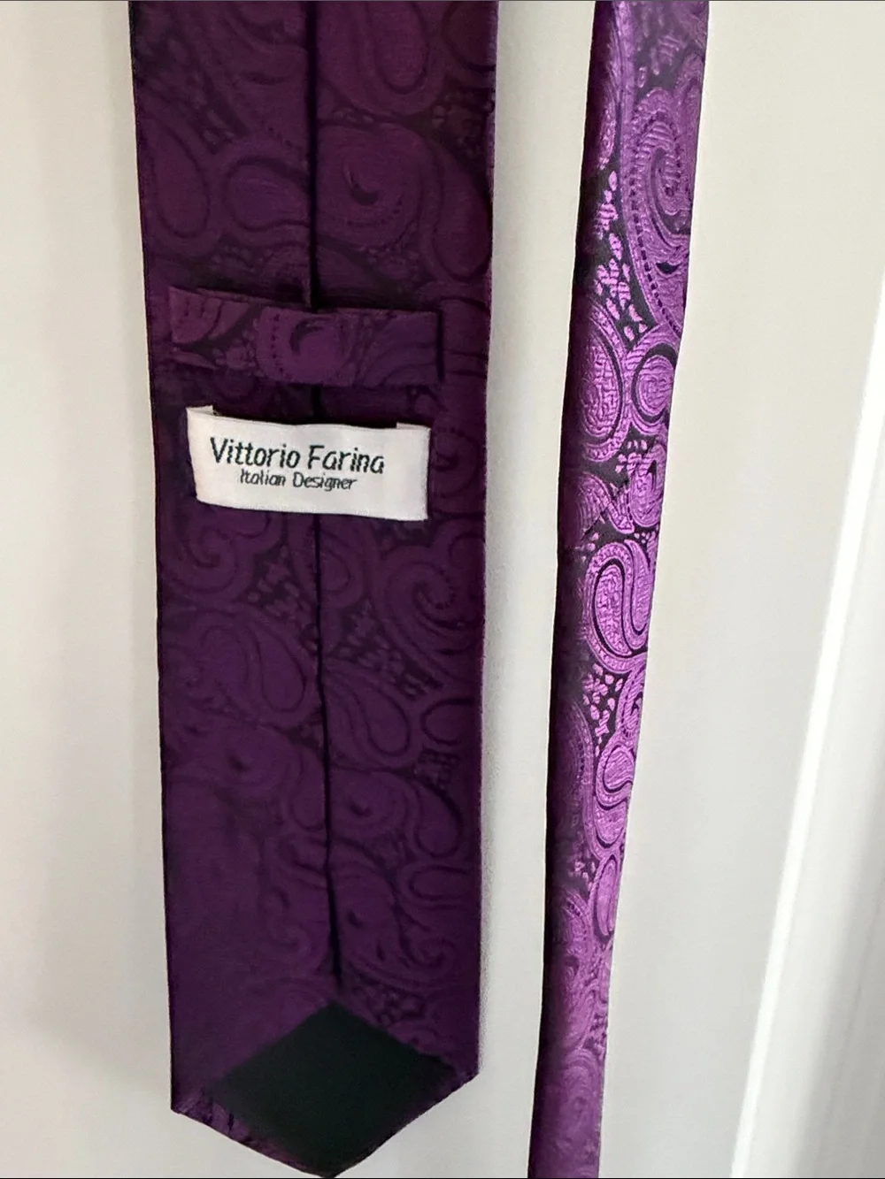 Vittorio Deep Purple Paisley Silk-Effect Tie